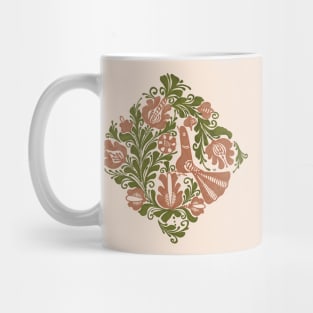 Romanian Folk Art - Nordic Bird with botanical design Mug